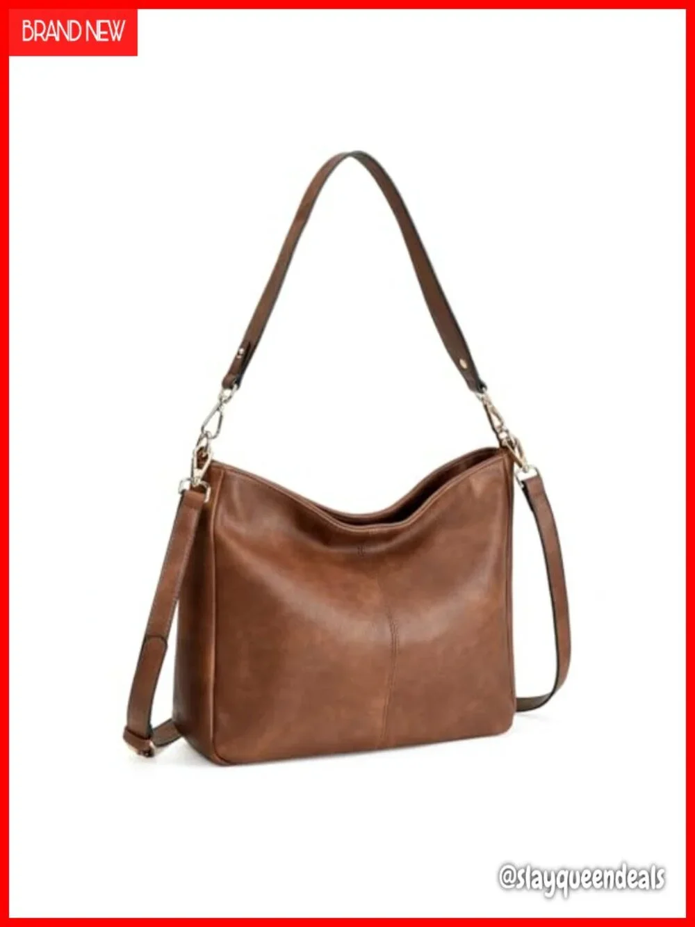 Soft Vegan Leather Hobo Bag, Large Crossbody Shoulder Purse with Pockets
